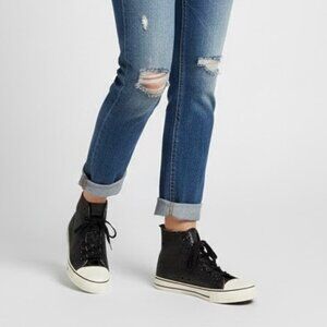 Ashley Stewart Women’s Black Glittered Lace Up Sneakers